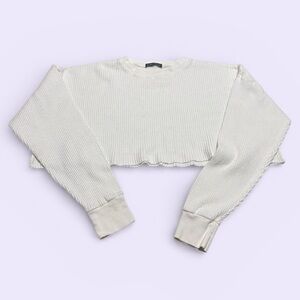 Brandy Melville Off-White Ribbed Crop Top